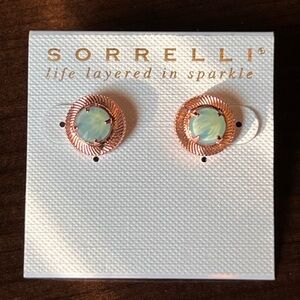 Sorrelli Kaylani Rose Gold Round Aquamarine Crystal Stud Earrings